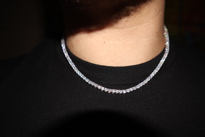 Tennis Chain 14k White Gold 3mm 18 20 inch Diamond Iced VVS Etsy