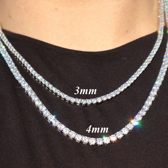 4mm Moissanite VVS Tennis Chain 925 Sterling Silver 16 18 20 inch Passes Diamond Tester
