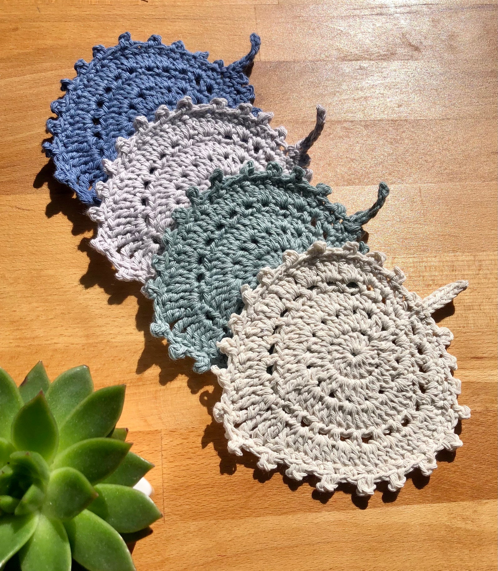 Set of 4 Boho leaf crochet coasters Etsy