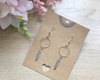 Feather drop boho Earrings
