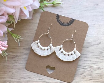 Medium Boho boho fan macrame earrings