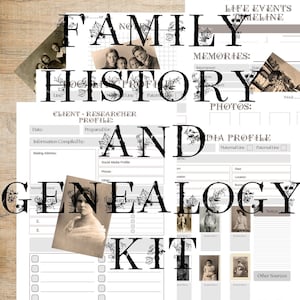 Family History Genealogy Research Kit Print-at-Home Ancestry DNA Organizer |  Genealogy Scrapbook Template