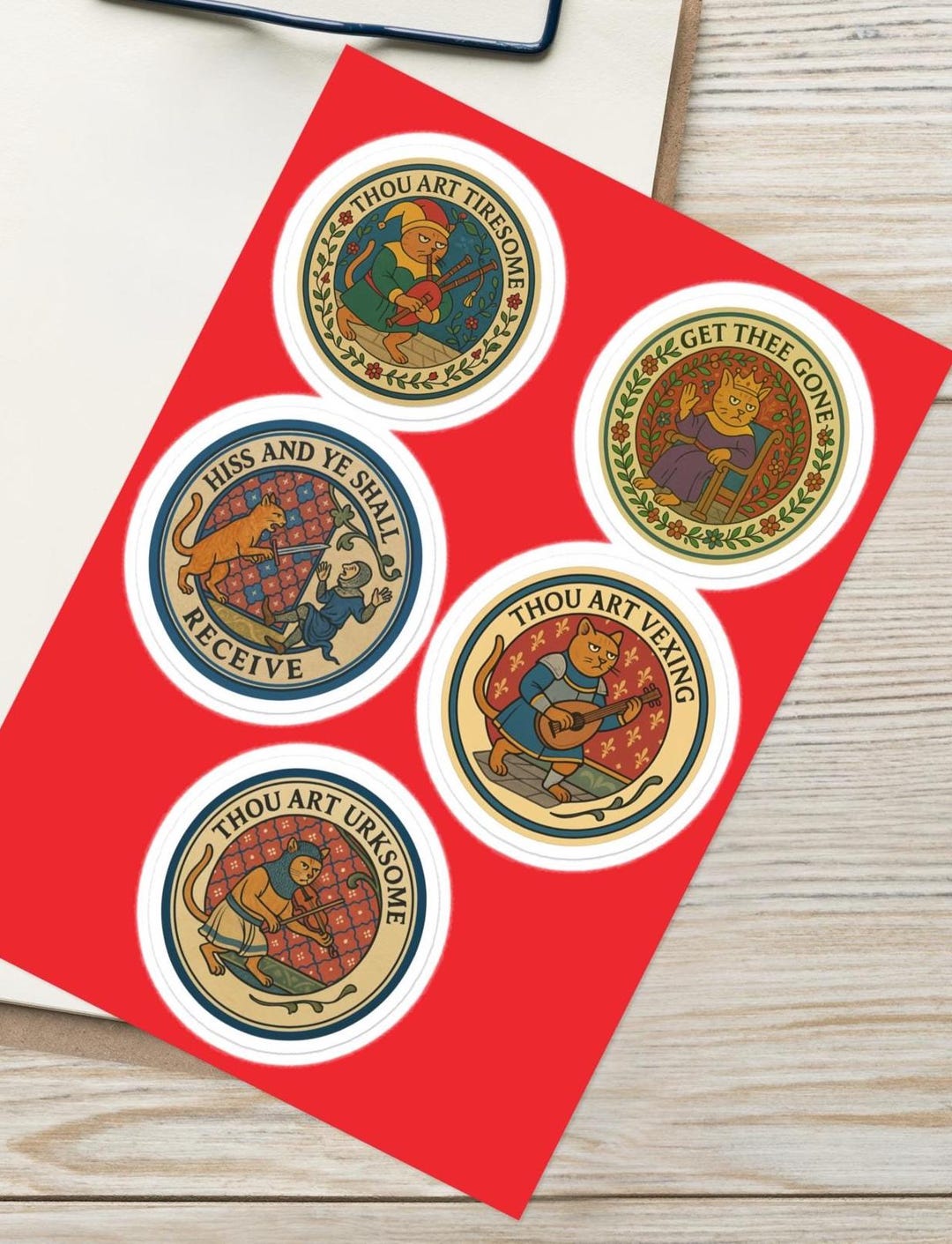Medieval Cat Sticker Set | Funny Gothic Art, Historical Humor - Etsy
