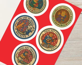 Medieval Cat Sticker Set | Funny Gothic Art, Historical Humor