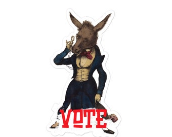 History Sticker, Vote Democrat Sticker, Donkey Sticker, USA Vote 2020, Vintage Political Cartoon Sticker for Water Bottle Laptop Decal