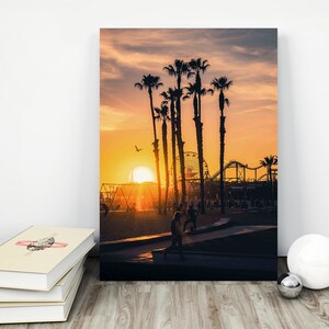 Santa Monica Beach Print,Photo Print, Printable Art, Los Angeles Poster, LA skyline, California Prints, Large Wall Art. Santa Monica Pier