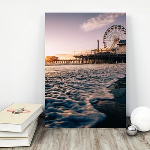 Santa Monica Beach Print,Photo Print, Printable Art, Los Angeles Poster, LA skyline, California Prints, Large Wall Art. Santa Monica Pier