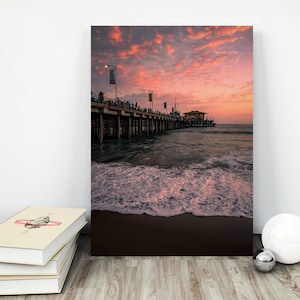 Santa Monica Beach Print,Photo Print, Printable Art, Los Angeles Poster, LA skyline, California Prints, Large Wall Art. Santa Monica Pier