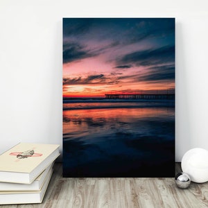 Santa Monica Beach Print,Photo Print, Printable Art, Los Angeles Poster, LA skyline, California Prints, Large Wall Art. Santa Monica Pier