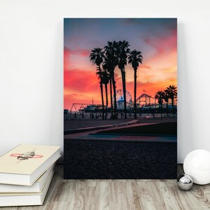 Santa Monica Beach Print,Photo Print, Printable Art, Los Angeles Poster, LA skyline, California Prints, Large Wall Art. Santa Monica Pier