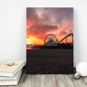 Santa Monica Beach Print,Photo Print, Printable Art, Los Angeles Poster, LA skyline, California Prints, Large Wall Art. Santa Monica Pier