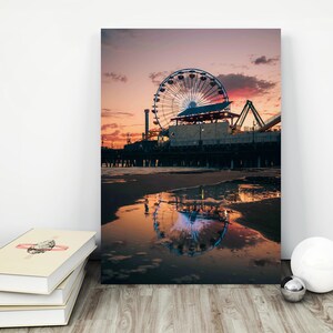 Santa Monica Beach Print,Photo Print, Printable Art, Los Angeles Poster, LA skyline, California Prints, Large Wall Art. Santa Monica Pier