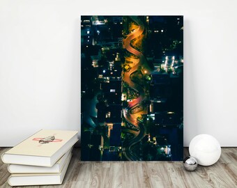 Impresión de Lombard Street, San Francisco, póster del horizonte del Área de la Bahía