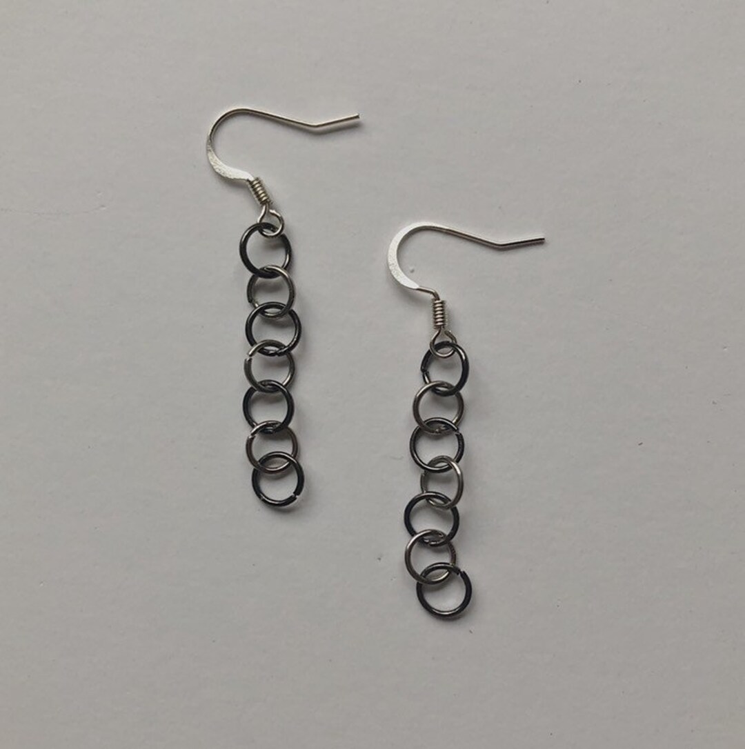 Jump Ring Earrings // Silver Etsy