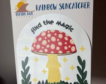 Encuentre la pegatina mágica Amanita SUNcatcher / Rainbow Suncatcher, Smiley, Rainbow Maker, calcomanía de ventana de calcomanía, pegatina de ventana