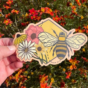 Flower Bee Sticker | Bumblebee | Honeybee | Sticker | Save the Bees | Decal | Laptop | Water bottle sticker | Vinyl | bumble bee