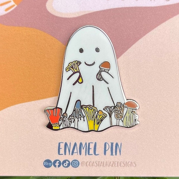 Mushroom Ghost Enamel Pin | Mycologists | Edible Mushrooms | Mushroom Lover | Halloween | Mushroom Forager | Forager |