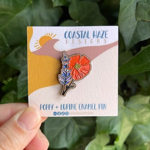 Poppy and Lupine Soft Enamel Pin | I Love California | State Flower | Poppies | Poppy lovers | California Poppy Gift |