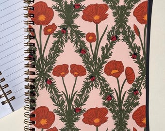 California Poppy and Ladybug Spiral Notebook