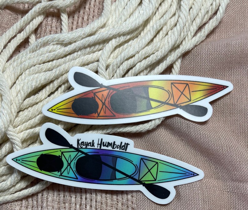 Kayak Vinyl Sticker Weatherproof Kayaking Water Bottle Etsy