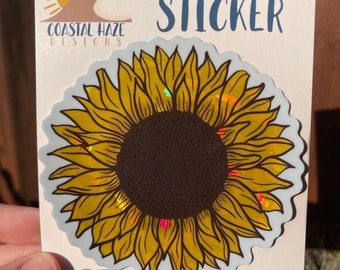 Sunflower Sticker |  Holographic Sticker |  Car Sticker | Sunflower Gifts | Floral Stickers | Flower Decal | stickers for laptops