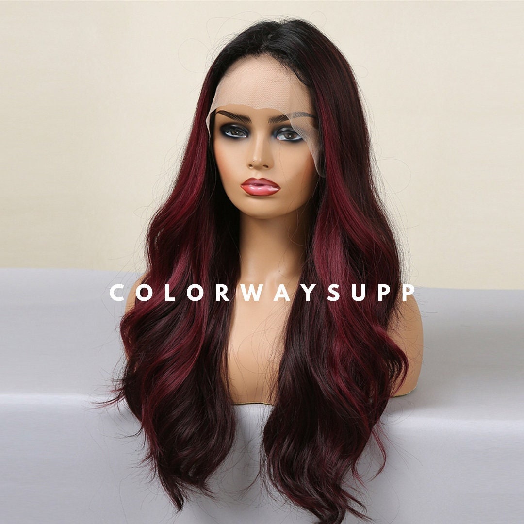 Long Burgundy Wig Lace Front Cherry Heat Resistant Hair Auburn - Etsy Long Burgundy Wig Lace Front Cherry Heat Resistant Hair Auburn - Etsy