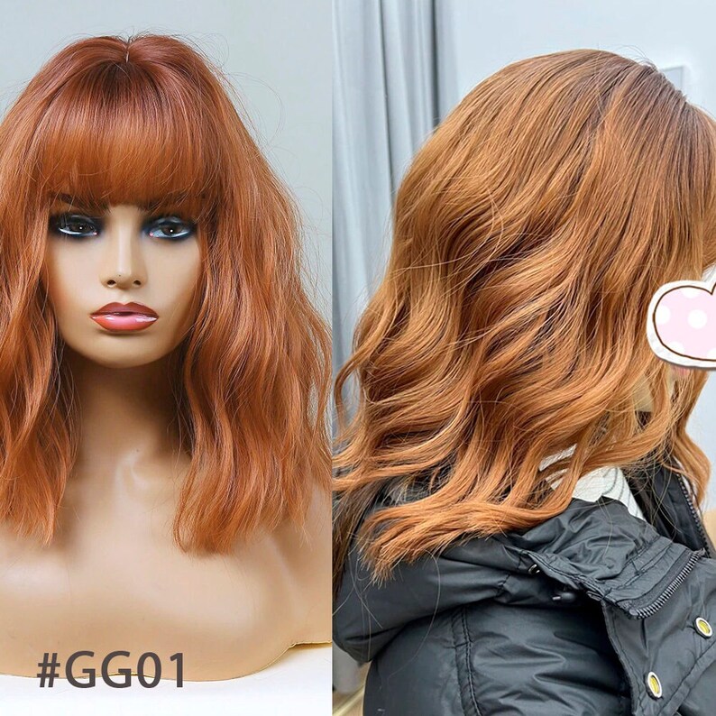 Hottest Bob Redhead Wig With Bangs Ginger Strawberry Blonde Etsy UK