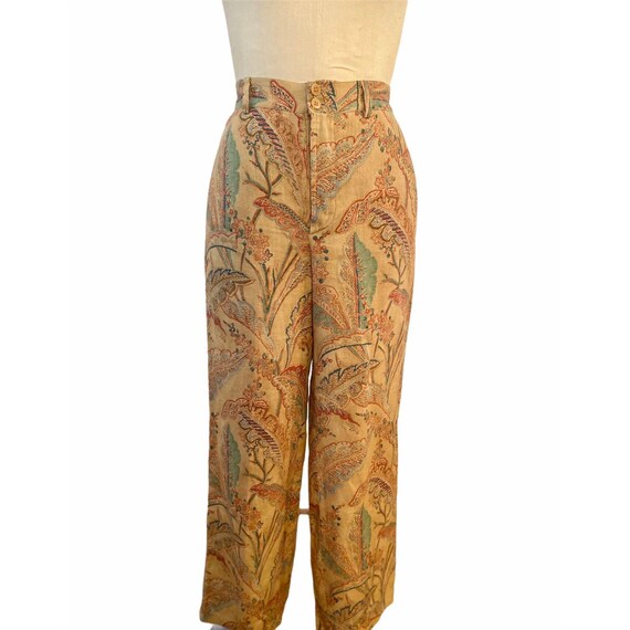 80s Vintage Ralph Lauren Floral Linen Pants, Vinta