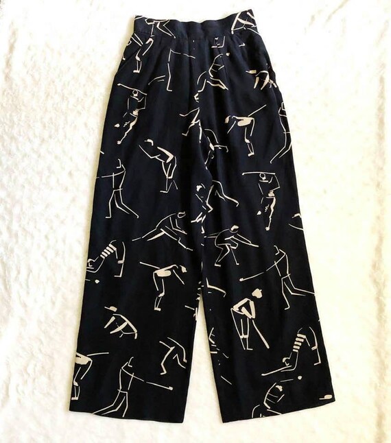 1980s Vintage Vicky Tiel High Waisted Silk Pants,