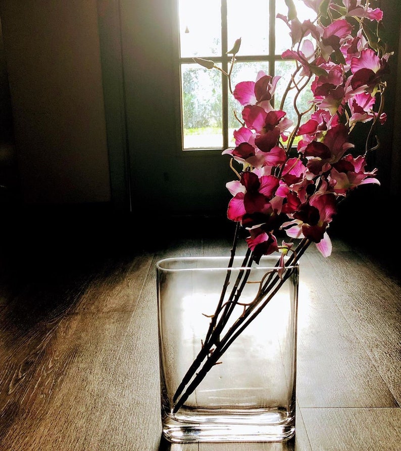 Vintage Unique Oblong Vase Heavy Glass Etsy