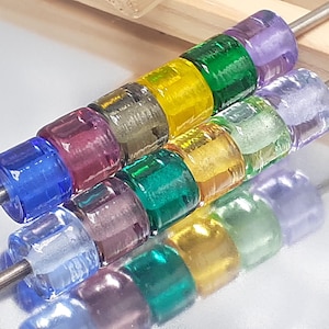 Barrel Jewel Tone Glass Bead ~ 2.5mm Hole ~ Glass Jewelry Component ~ Artisan Made U.S.A.