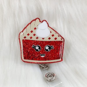 Pie Badge Reel, Cherry Pie, Strawberry Pie, Food Dessert Badge Reel, Nurse Badge Reel, Glitter ID Holder, Retractable Reel, Gift for Her
