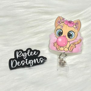 Cat Badge Reel, Cat Mom Gifts for Cat Lovers, Nurse Badge Reel Retractable, Cute Small Gifts for Coworkers Women, Student ID Badge Holder
