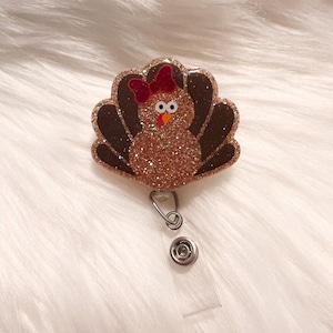 Thanksgiving Turkey Badge Reel, Fall Nurse ID Holder
