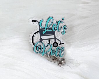 Let's Roll Wheelchair Badge Reel, Medical ID Holder