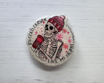 Winter Skeleton Badge Reel, "Baby It's Cold Outside" ID Holder