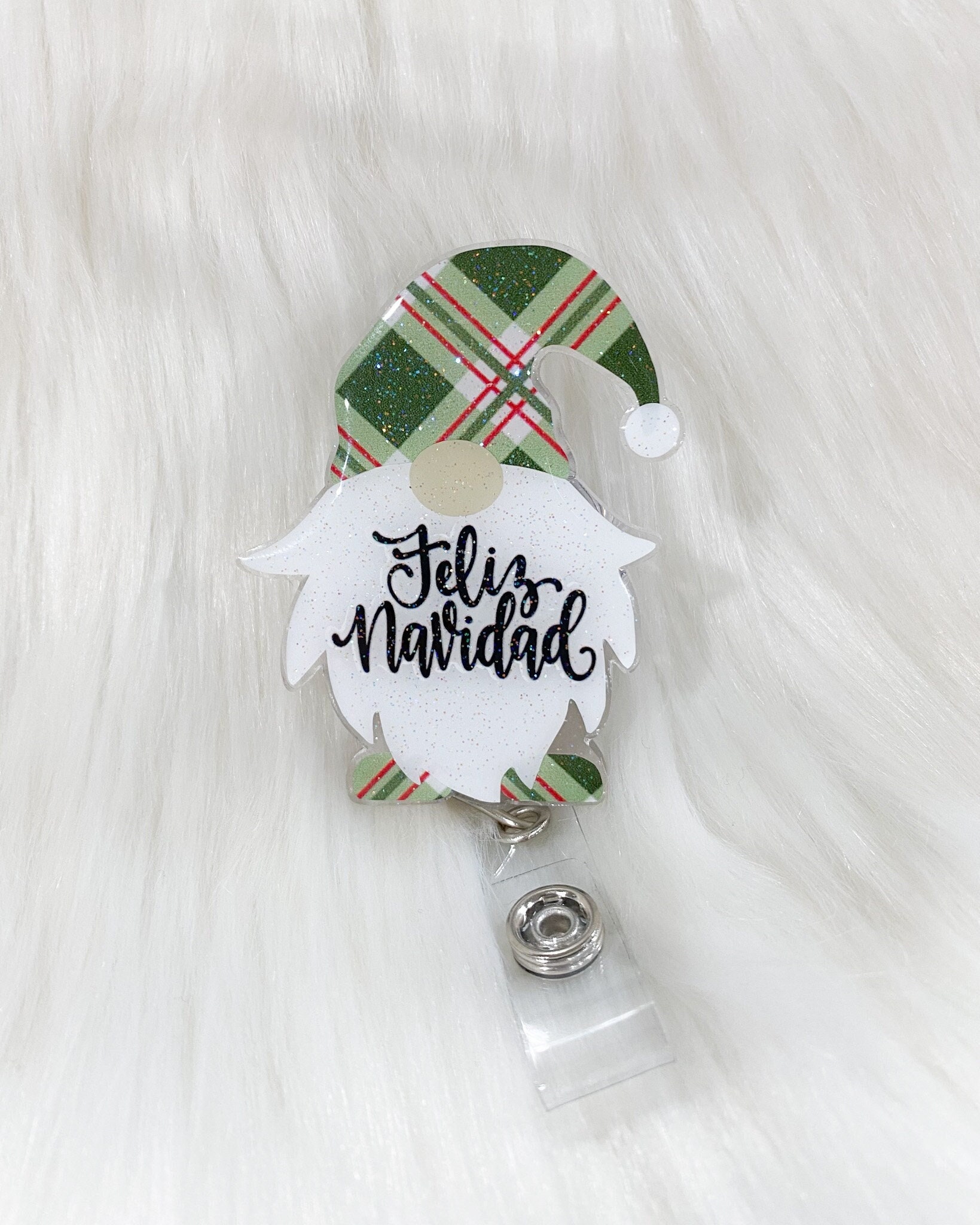 Feliz Navidad Gnome Badge Reel, Christmas ID Holder, Happy Holidays, Nurse  Badge Reel, Doctor Gift, Spanish Holiday, Interchangeable Reel 