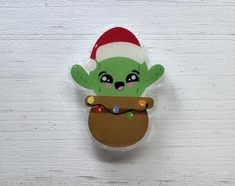 Christmas Cactus Badge Reel, Holiday Nurse Retractable ID Holder