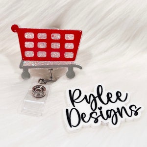 Red Cart Cute Badge Reel, RN Nurse Badge Reel Accessories, Retractable ID Holder, Resin Badge Holder, Coworker Gift for Christmas Badge Reel