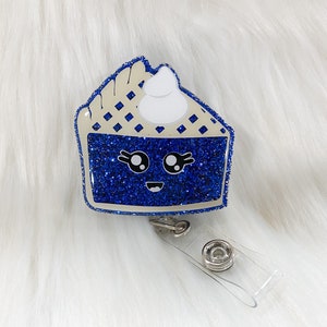 Blueberry Pie Badge Reel, Nurse Badge Reel, Food Badge Reel, Dessert ID Holder, Glitter ID, Retractable ID Holder, Gift For Her, Nurse Gift