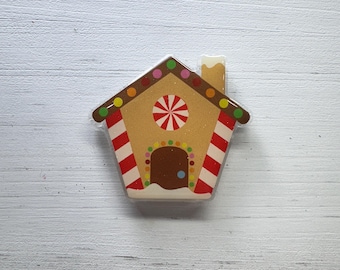 Gingerbread House Badge Reel, Christmas Nurse Retractable ID Holder