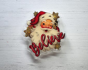 Vintage Santa Clause Badge Reel, Christmas ID Holder, Nurse Santa, Festive Teacher