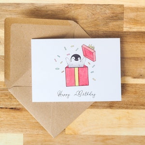 Pinguin Geburtstagskarte, Recycelte Geburtstagskarte, Happy Birthday Karte, Lustige Geburtstagskarte,
