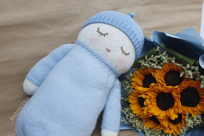 Handmade doll Baby Girl Knitted Doll Baby girl doll Bedtime image 0