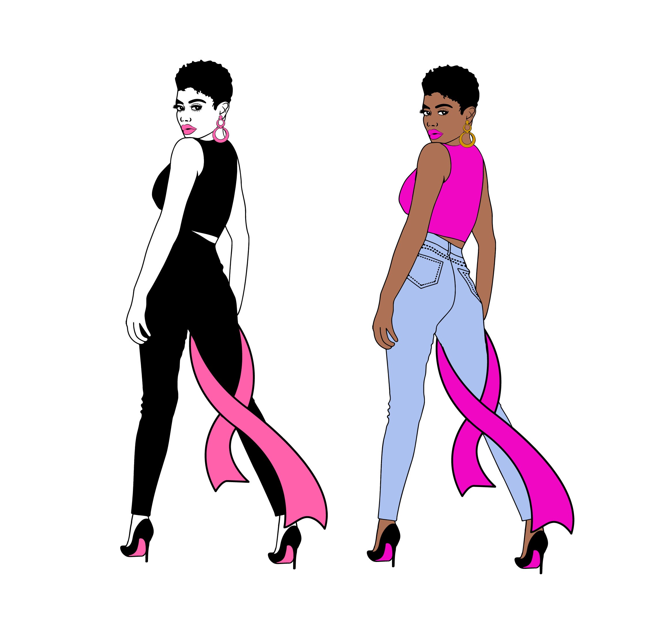 Survivor Svg Pink Ribbon Svg Hope Clipart African American - Etsy