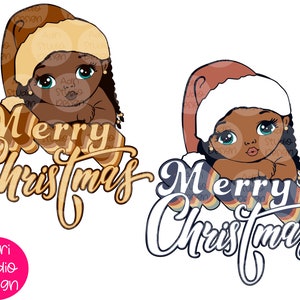 Kleines Mädchen, süßes Mädchen, Weihnachtsmann Hut, Naturhaar Afro Weihnachten, Vintage Merry Christmas PNG, Weihnachtsmann, schwarze Weihnachten, Elfe svg