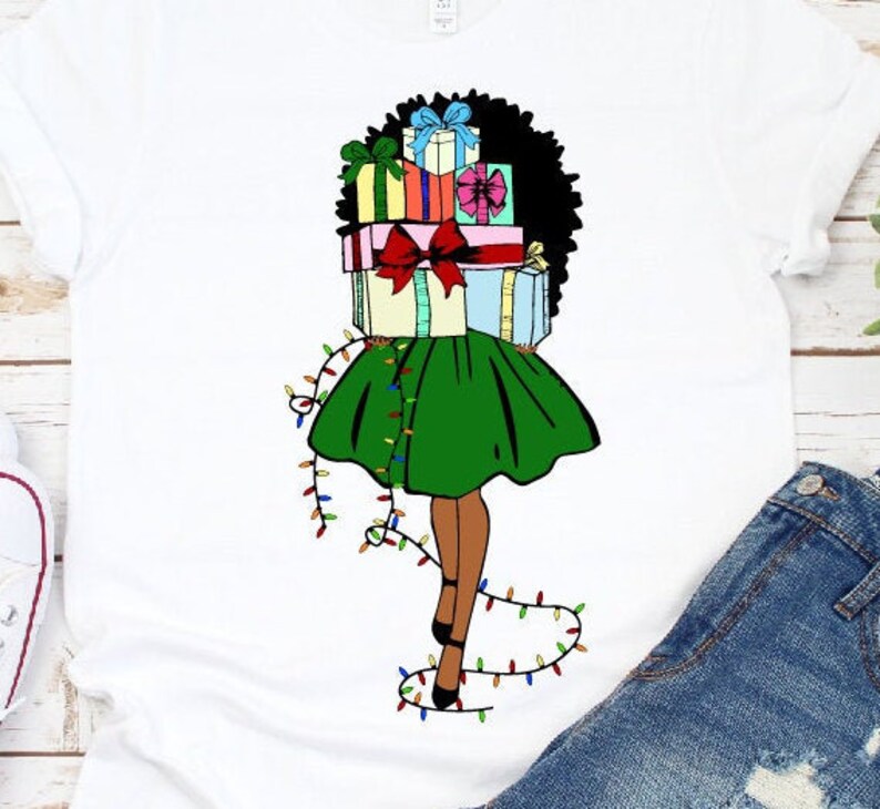 Download Black Woman Wearing Santa Hat SVG PNG Kinky Natural Hair Afro | Etsy