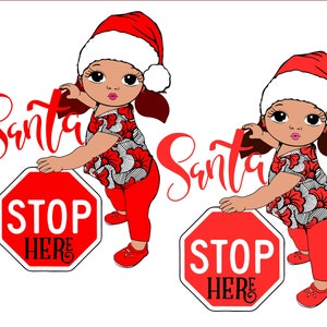 Kleines Mädchen, süßes Mädchen, Santa Hat SVG PNG Christmas Cutting File für Cricut, Kaukasisch, Peekaboo Mädchen mit Puff Afro Pferdeschwanz svg