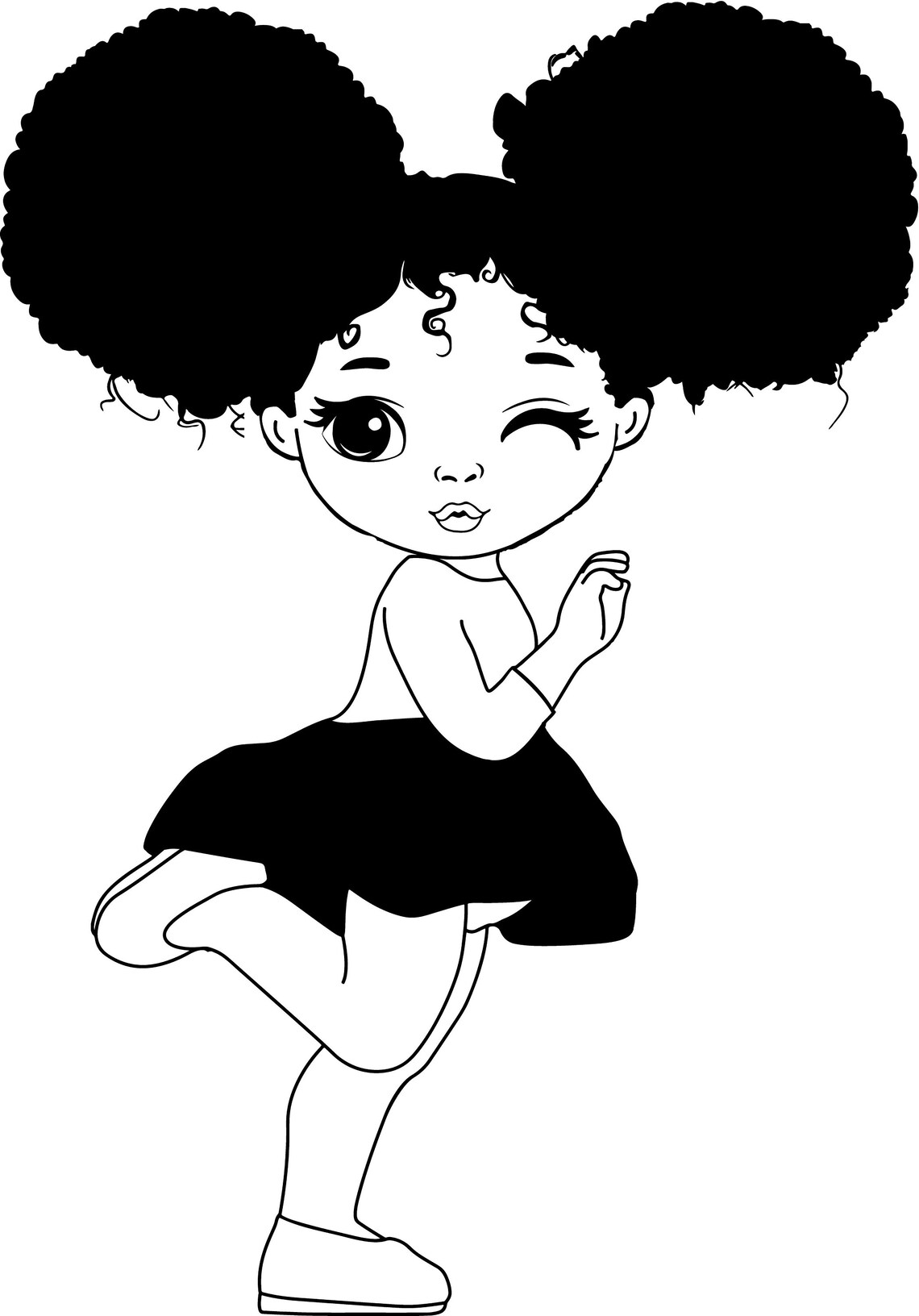 Peekaboo girl with puff afro ponytails svg Cute black African Etsy