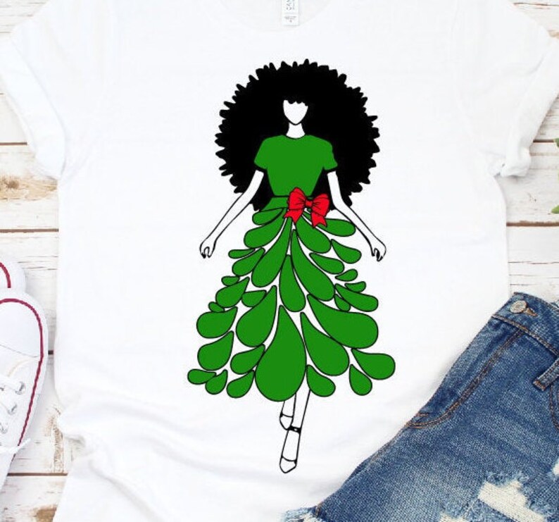 Download Black Woman Wearing Santa Hat SVG Kinky Natural Hair Afro ...